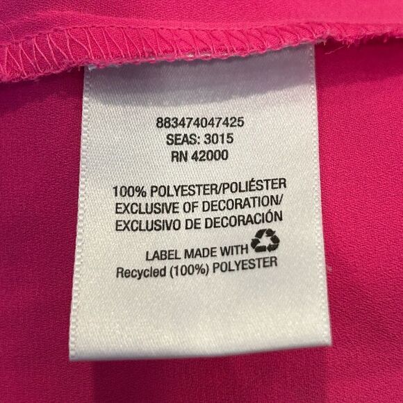 Attention Blouse Women's XL Solid Pink Dot Embroidered Trim Cap Sleeve V Neck - Picture 7 of 7